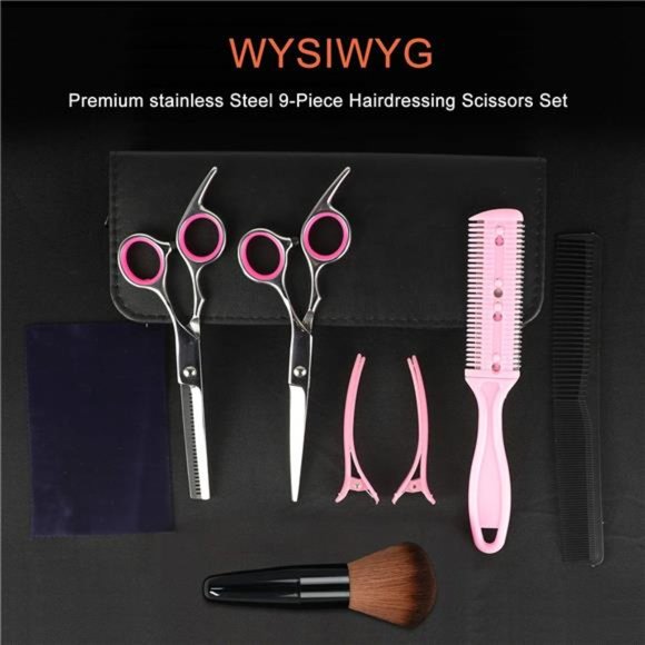 9 Pcs Hair Cutting Scissors Set Hairdressing Scissors Kit,Thinning Scissor - Picture 5 of 7